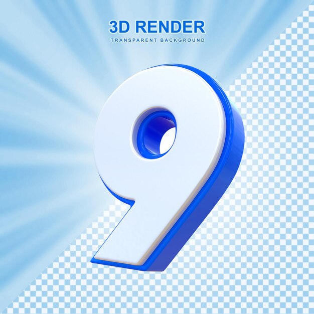 PSD 3d blue number9