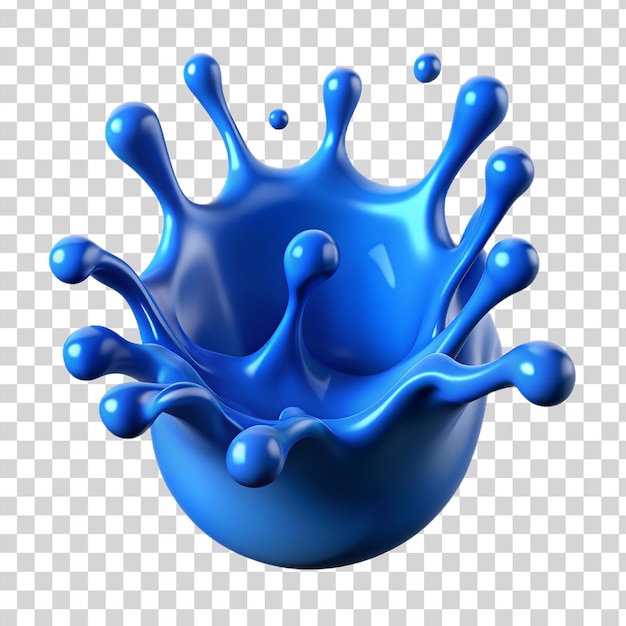 PSD 3d blue paint splash isolated on transparent background