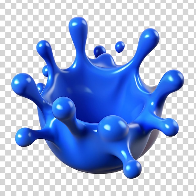 PSD 3d blue paint splash isolated on transparent background