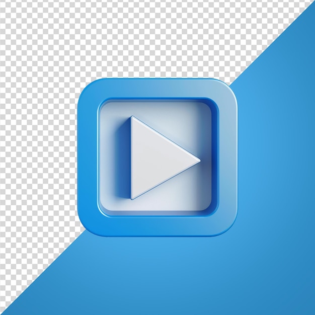3D blue play button png
