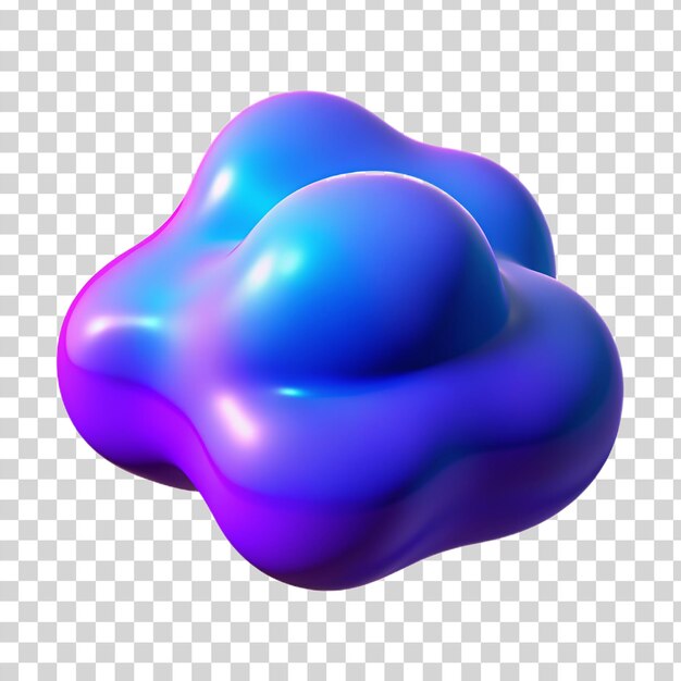 PSD 3d blue and purple gradient color floating liquid isolated on transparent background