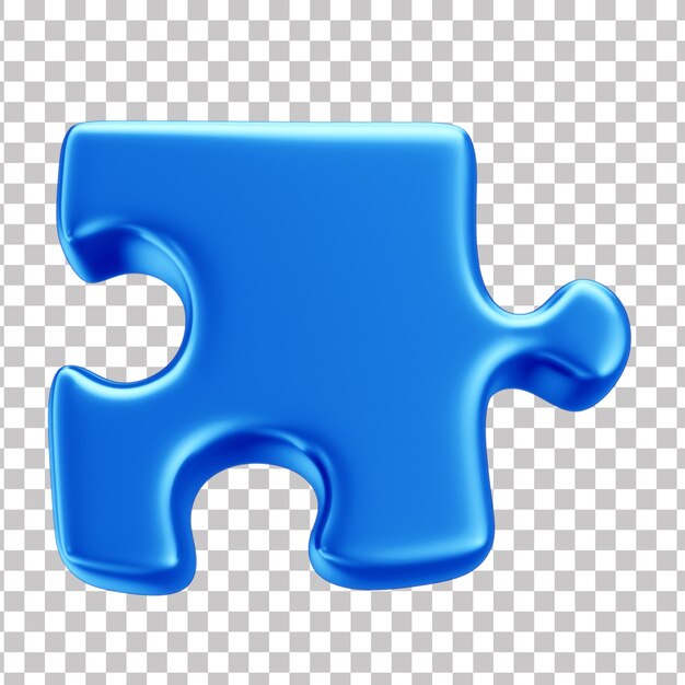 PSD 3d blue puzzle piece for autism awareness campaign april blue transparent background