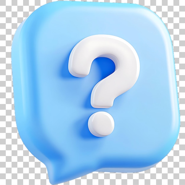 3D Blue Question Mark Chat Bubble