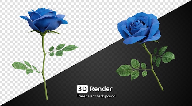 PSD 3d blue rose flower