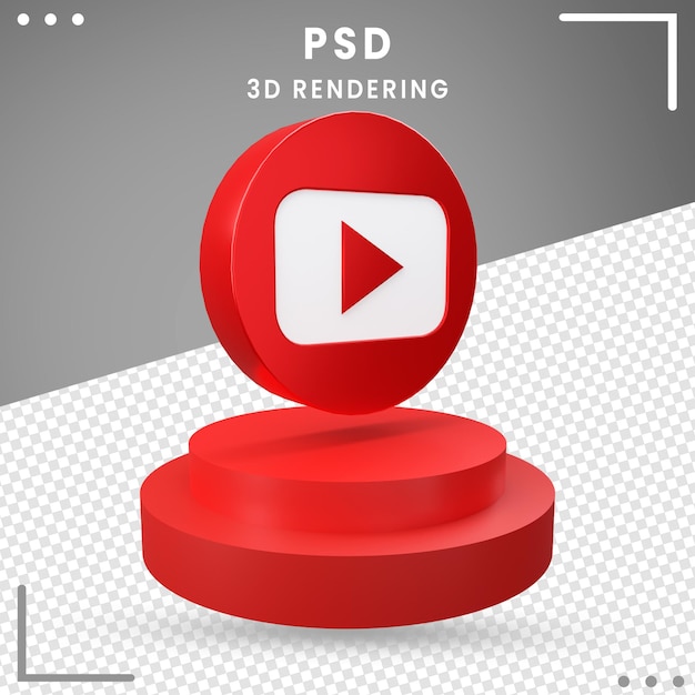 PSD 3d синий повернутый значок youtube изолированные