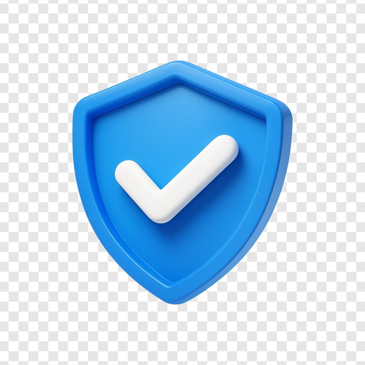 PSD 3d blue shield white check mark security and protection