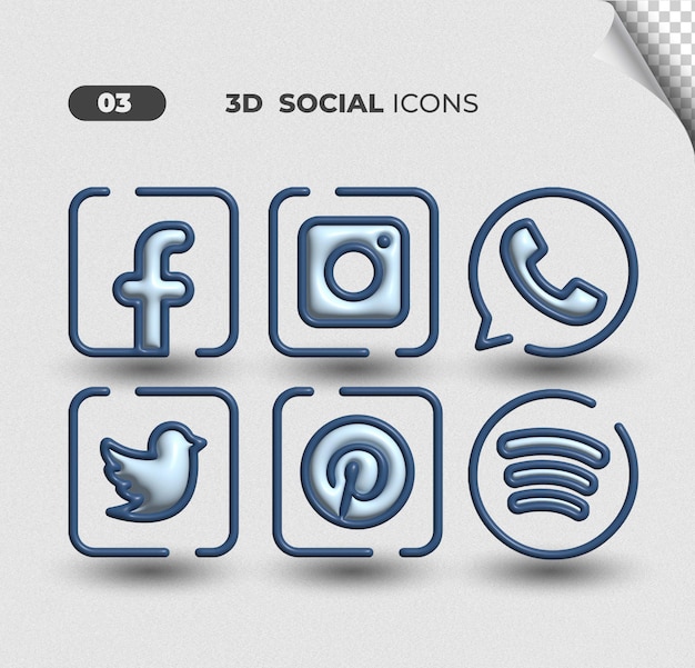 PSD 3d blue sociale media icons