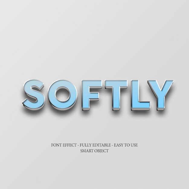 3d blue softly text effect