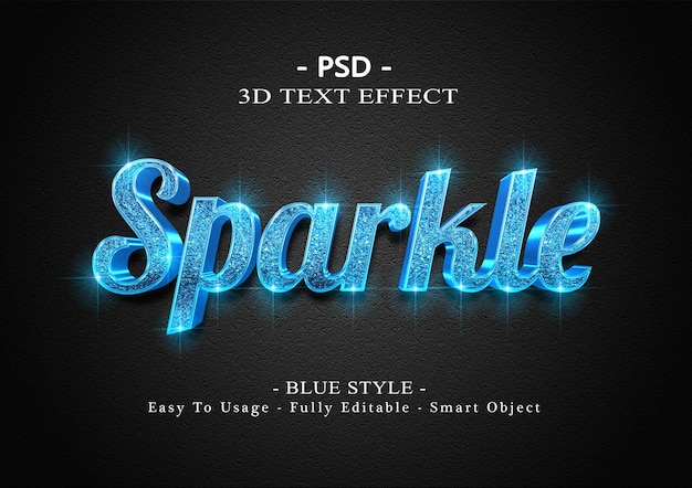 3d blue sparkle text effect