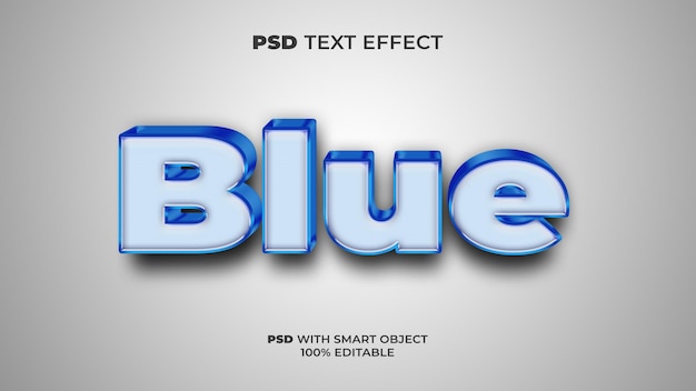 3d blue text effect style. editable text effect.