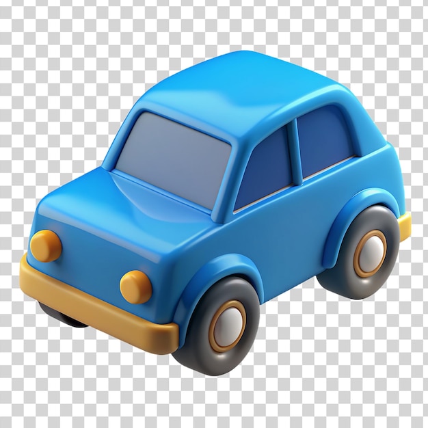 PSD 3d blue toy car isolated on transparent background