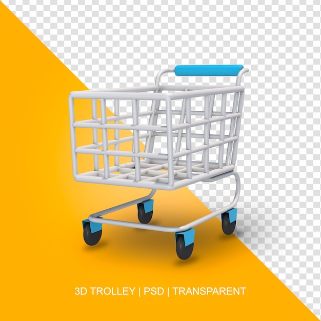 3D Blue Transparent Trolley