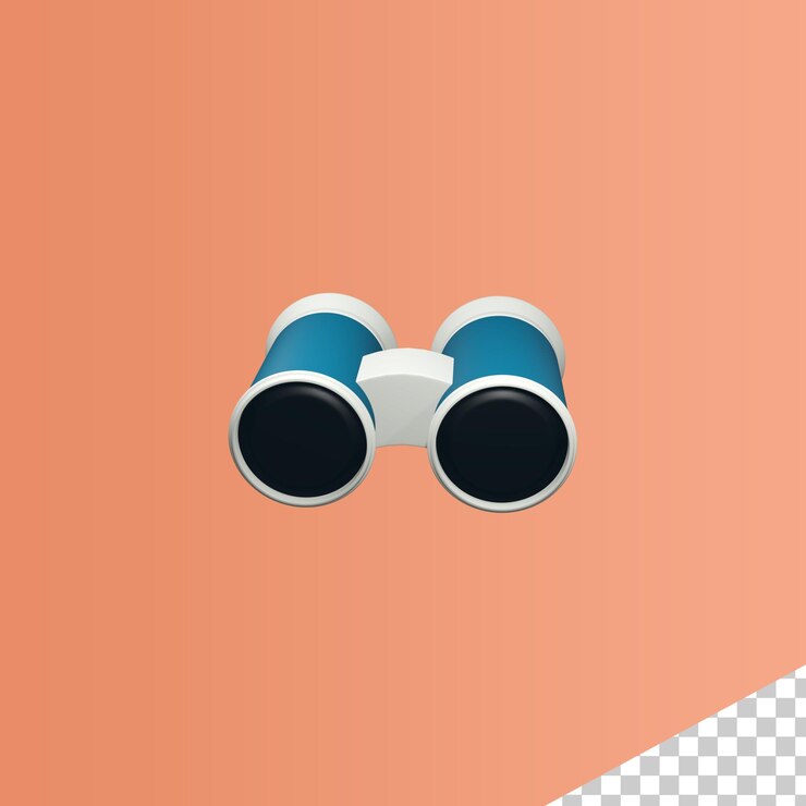 PSD 3d blue and white binocular shape