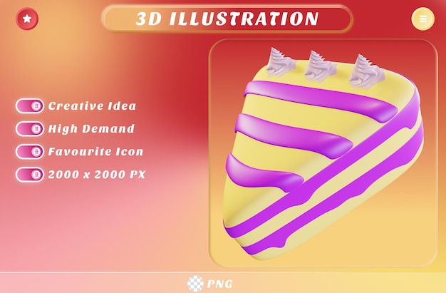 Fetta di torta di mirtilli 3d