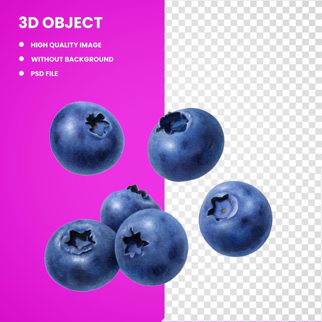 PSD 3d blueberry fruits blueberry raspberry fruit