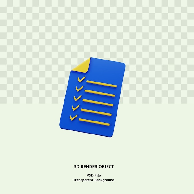 3d Bluechecklist Uwaga Ikona Ilustracja Obiekt Renderowany Premium Psd