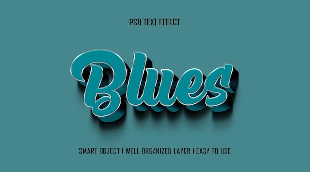 3D blues editable text effect style