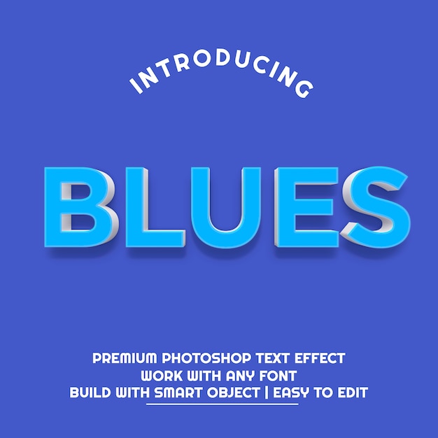 3d blues teksteffect premium psd