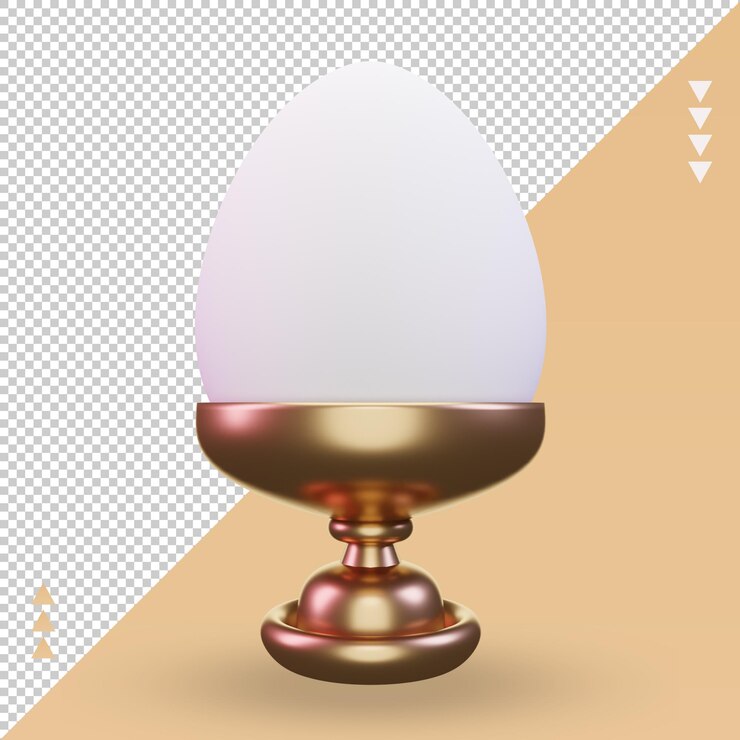 PSD 3d boiled egg easter icon rendering front view