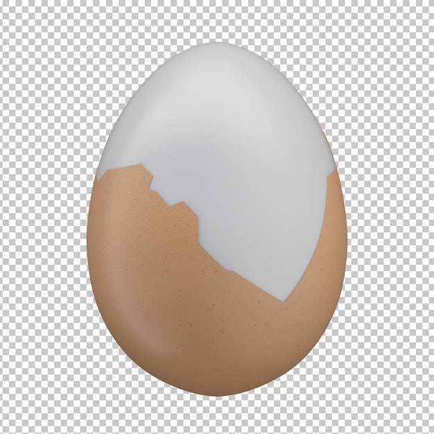 PSD 3d boiled egg with redbrown shell and transparent background