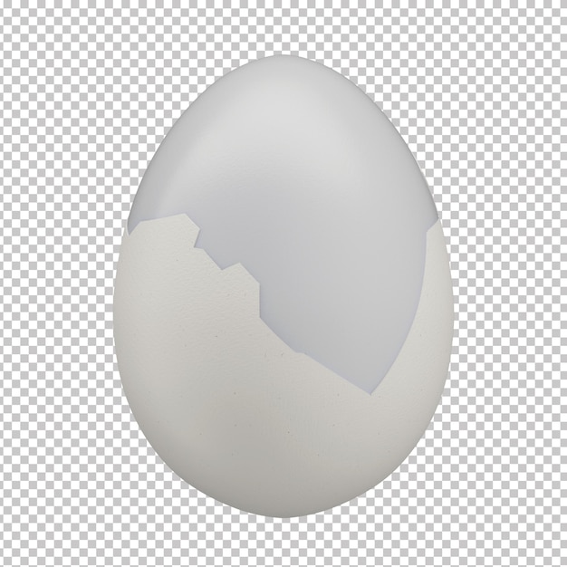 PSD 3d boiled egg with white shell and transparent background