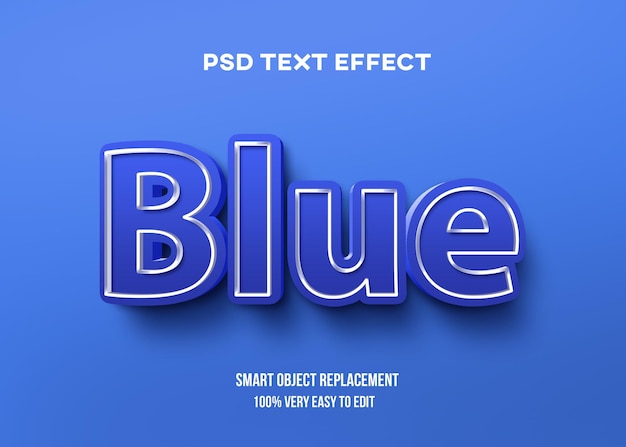 PSD blu audace 3d con effetto testo contorno lucido