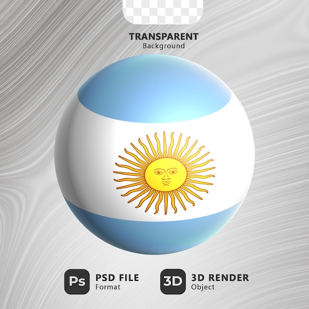 PSD 3d bolvormige argentinië vlag illustratie met transparante achtergrond