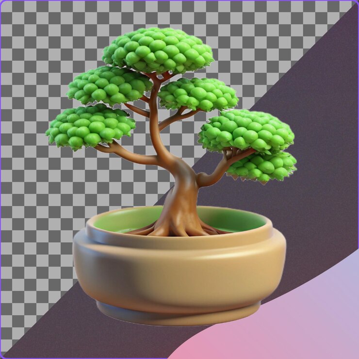 PSD 3d bonsai tree illustration
