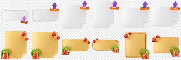 3d-boodschap kerstmis leeg commentaar kleverige notitie papier tekstdoos toespraak bubbel icoon set bundel illustratie