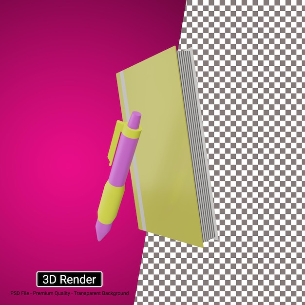 Иконка 3D-книги и ручка