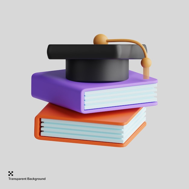 3d book and mortarboard icon