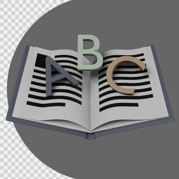 PSD 3d-книга с буквой abc