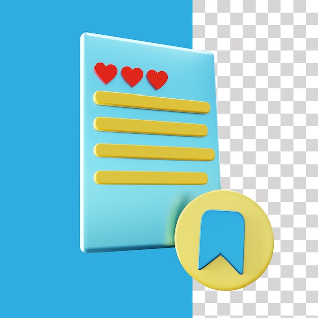 3d bookmark review illustration