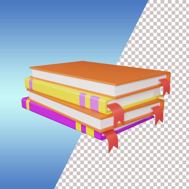 3d books illustration top view