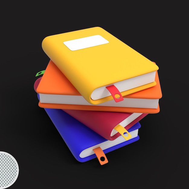 3d books stack icon isolated 3d render illustration