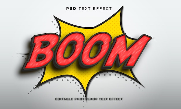 3d boom text effect template with comic style