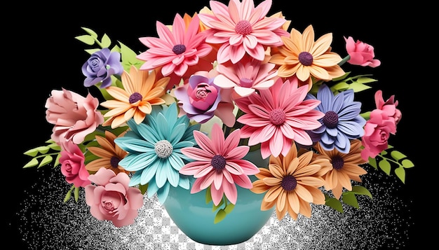 Bouquet 3d di fiori png trasparente