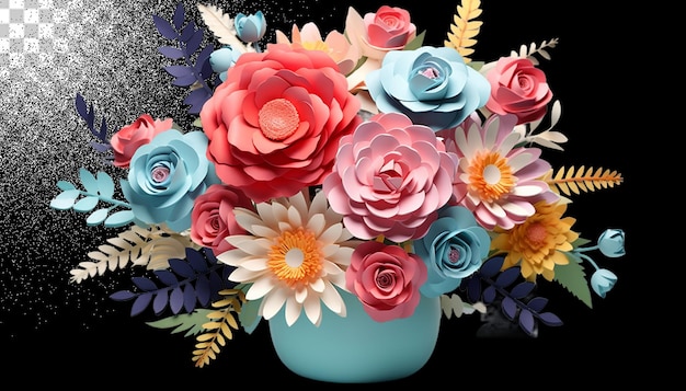 PSD bouquet 3d di fiori png trasparente