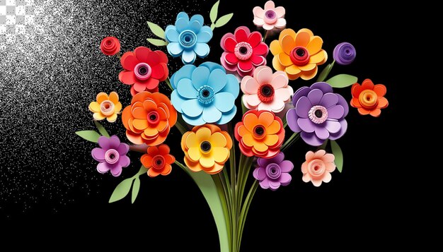 PSD bouquet 3d di fiori png trasparente