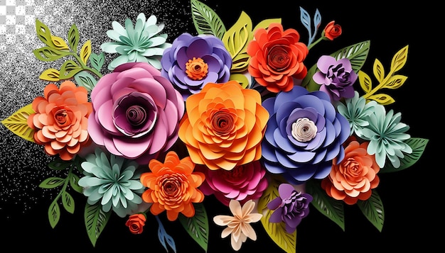 PSD bouquet 3d di fiori png trasparente