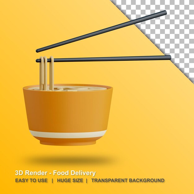 PSD 3d a bowl of noodles illustration with transparent background