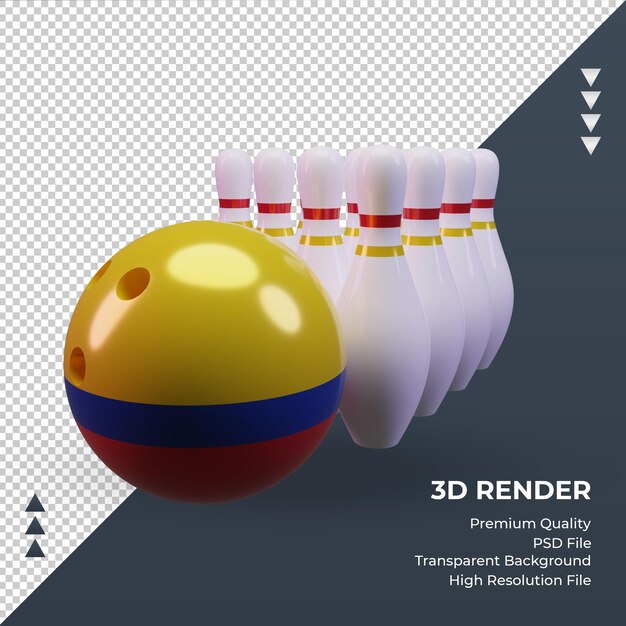 3d bowling dag colombia vlag rendering vooraanzicht