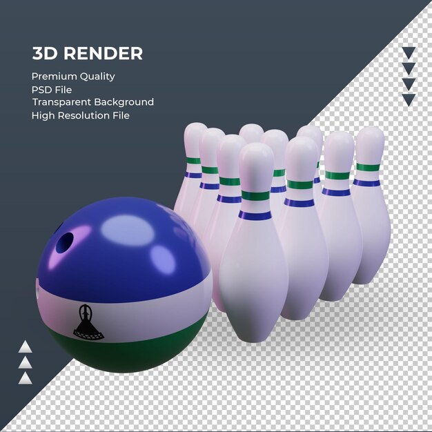 PSD 3d-bowling dag lesotho vlag rendering juiste weergave