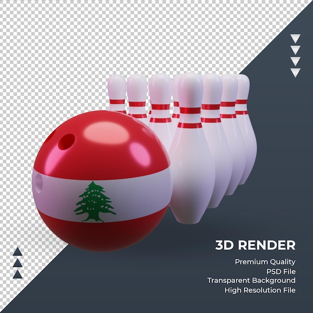 PSD 3d bowling dag libanon vlag rendering vooraanzicht