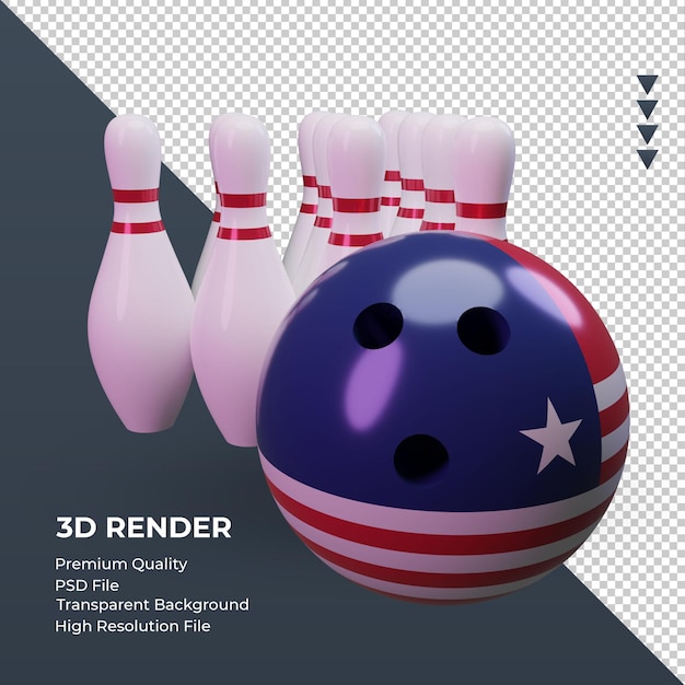 PSD 3d-bowling dag liberia vlag rendering linker weergave