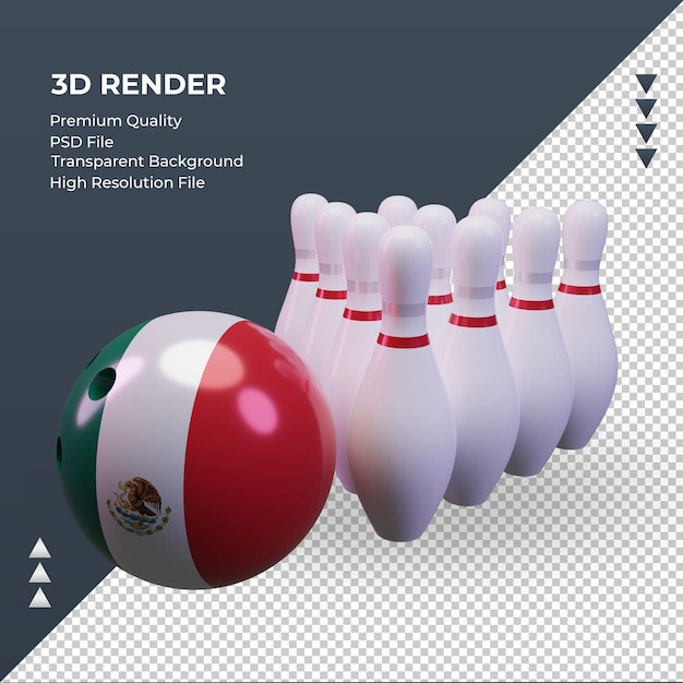 3d-bowling dag mexico vlag rendering juiste weergave