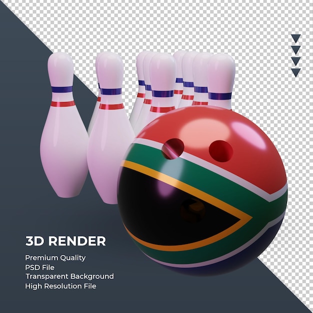 3D-bowling dag Zuid-Afrika vlag rendering linker weergave