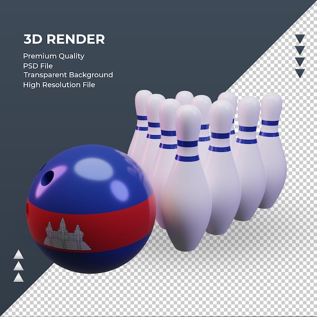 PSD 3 d ボーリングの日カンボジア フラグ レンダリング右ビュー