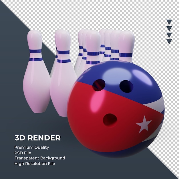 3d bowling day cuba flag rendering left view