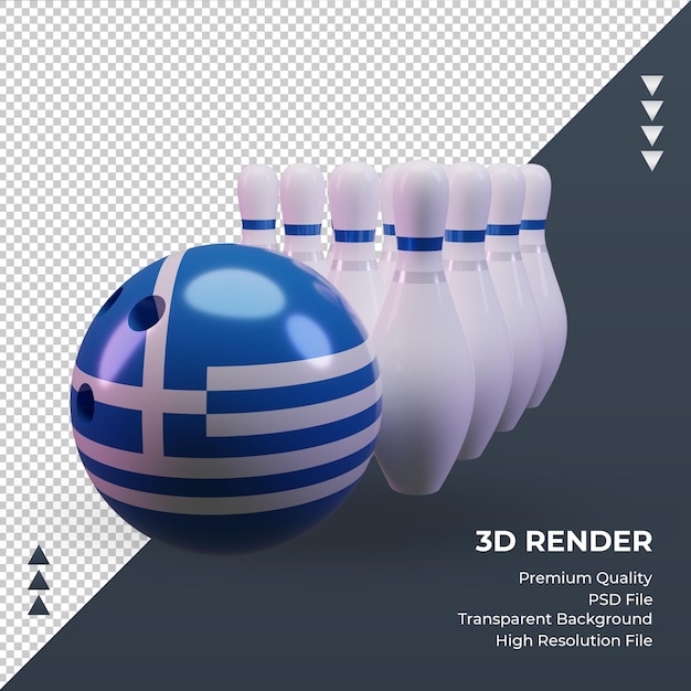 PSD 3 d ボウリングの日ギリシャ フラグ レンダリング正面図